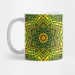 Weave Mandala Green Yellow and Black Mug